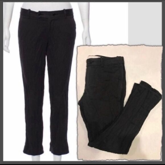 Helmut Lang Pants - HELMUT LANG BLACK CRINKLE CUT DRESS ANKLE PANTS 2